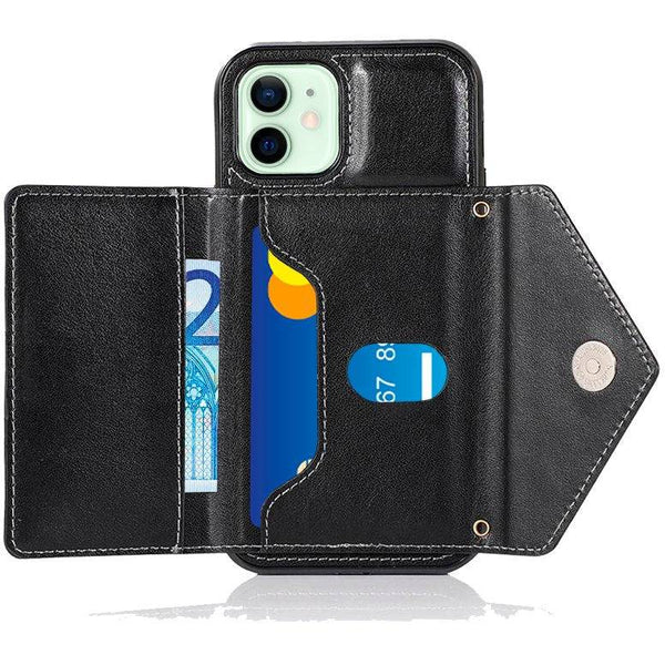 Carcasa Colgante Wallet Para IPhone 12 / 12 Pro / 12 Pro Max / 12 Mini Color Negro - Movil2GO