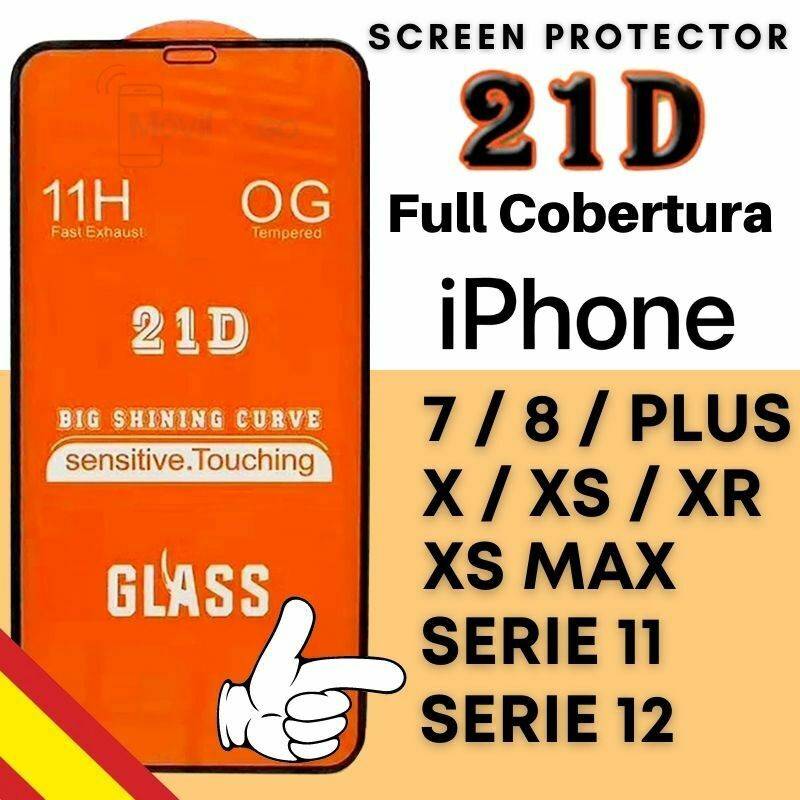Protector De Pantalla de Cristal Templado 21D para iPhone 7, 8, Plus, X Series 11, 11 Series y 12 Series - Movil2GO