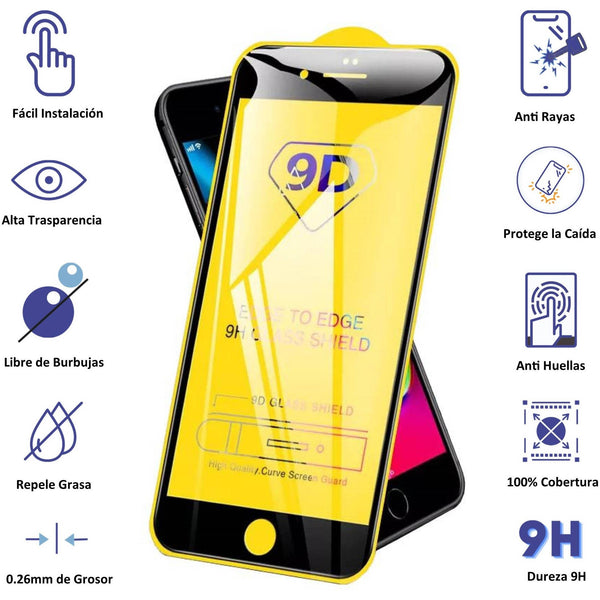 Protector de Pantalla de Cristal Templado 9D para iPhone 6, 6S, 7, 8, y 6 Plus, 6S Plus, 7 Plus, 8 Plus - Movil2GO
